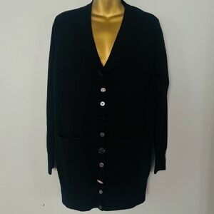Marc Jacobs Black Cardigan Sweater Designer Knitwear Longline Pockets